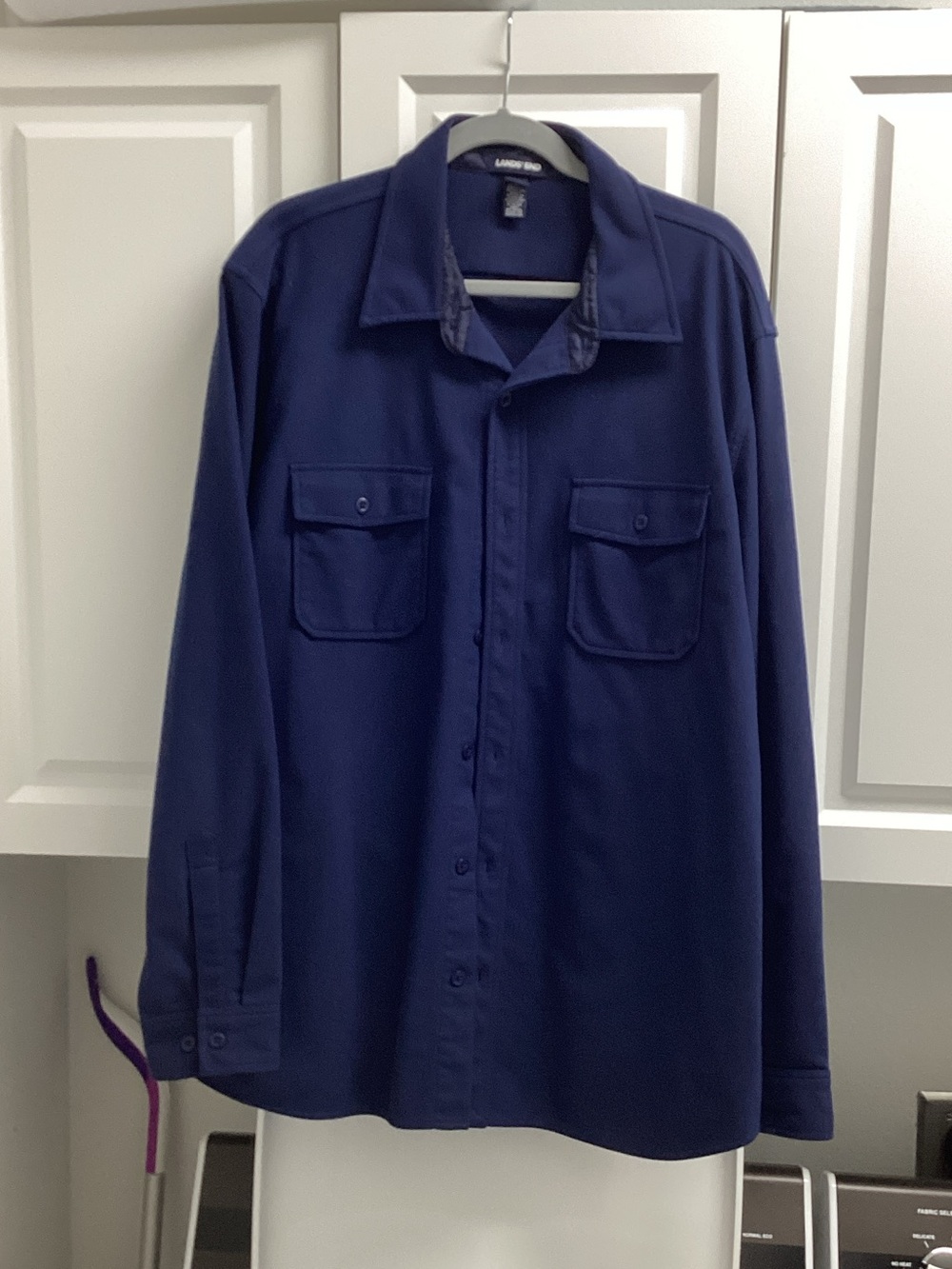 Lands' End Men's Navy Button-Front Shirt Jacket